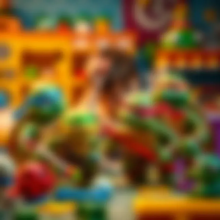 Children playing with Ninja Turtles toys in imaginative scenarios