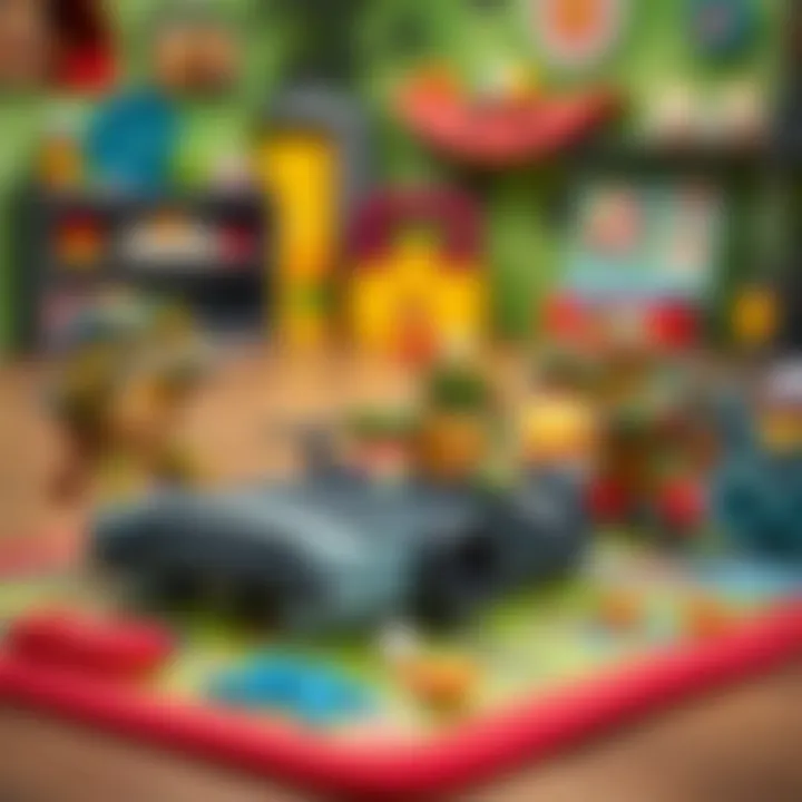 Ninja Turtles themed playset on a playmat