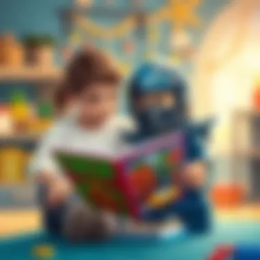 Bonding Through Ninjago Stories A parent reading Ninjago books with a child