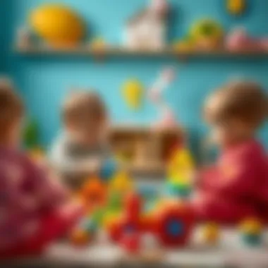 Infants engaged in developmental activities with toys