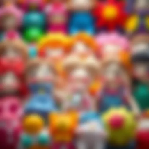 A colorful assortment of play dolls designed for children's development