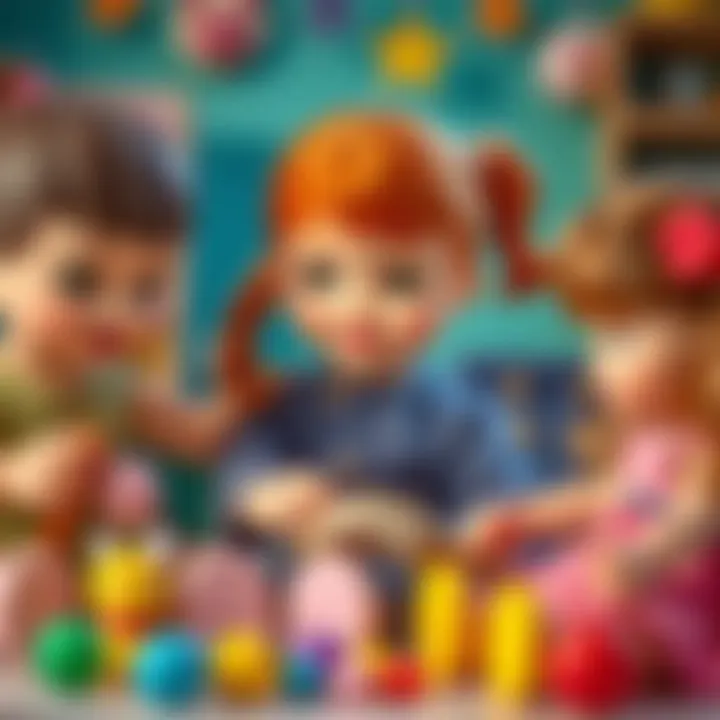 Children engaging in imaginative play with toy dolls.