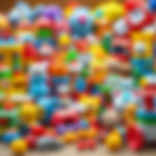 A colorful assortment of various toy categories