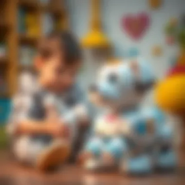 Children interacting with a robotic dog toy