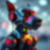 A futuristic robotic dog with vibrant colors