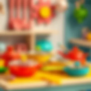 Imaginative Play with Colorful Cookware Colorful toy cookware set designed for imaginative play