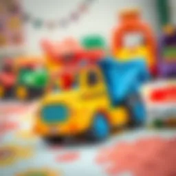 Colorful toy truck on a play mat