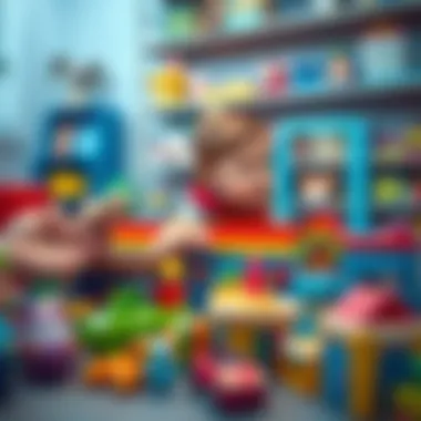 Parents Selecting Safe and Colorful Toys Parents selecting safe and colorful toys for their children