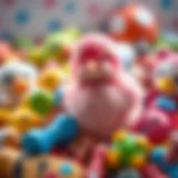 Playful Pink Chick with Toys A playful pink chick amidst colorful toys