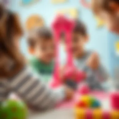 Children engaging with pink slime for educational play