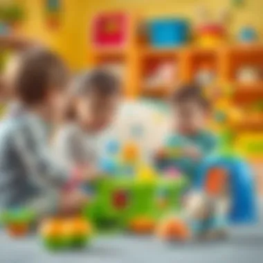 Social Interaction with Educational Toys Children interacting with educational Playskool toys