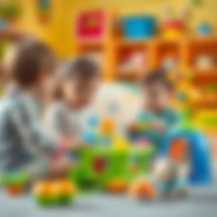 Social Interaction with Educational Toys Children interacting with educational Playskool toys