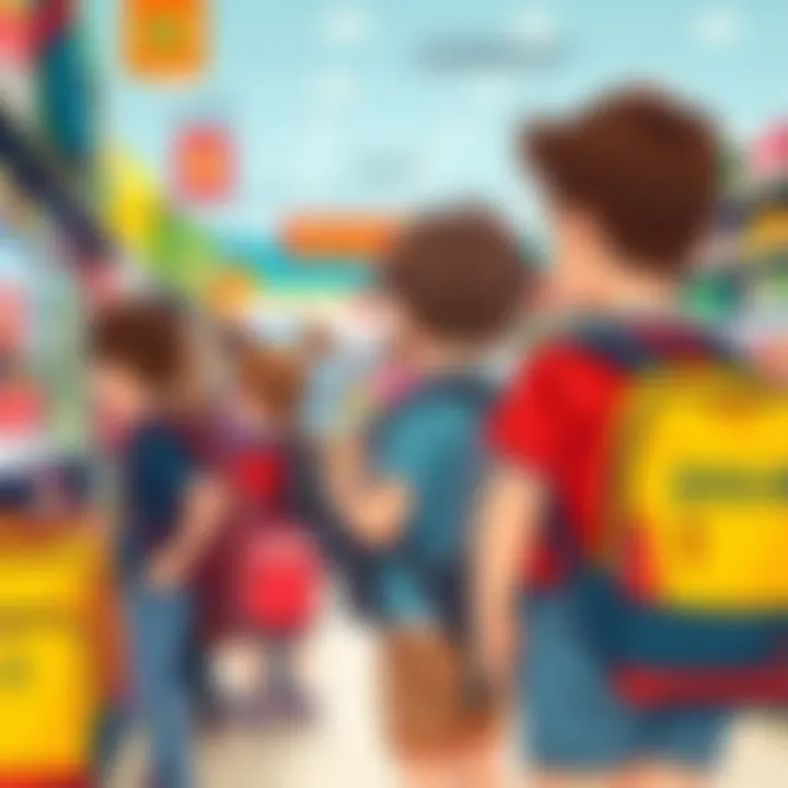 Children selecting Polo backpacks in a store