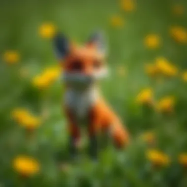 A sleek red fox in a lush green meadow
