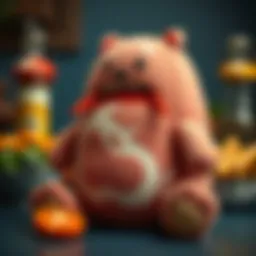 Realistic plush toy resembling meat
