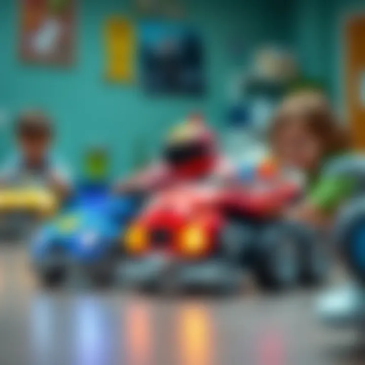 Children engaging with robotic toys