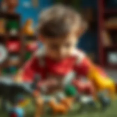 Child playing with Schleich animal figures, enhancing creativity