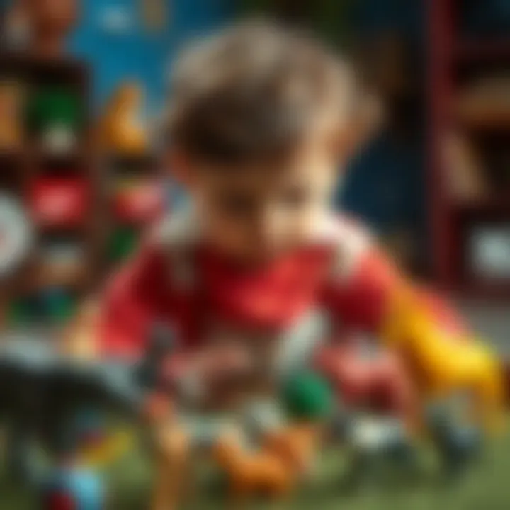 Child playing with Schleich animal figures, enhancing creativity