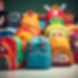A selection of colorful school backpacks showcasing different styles and designs.
