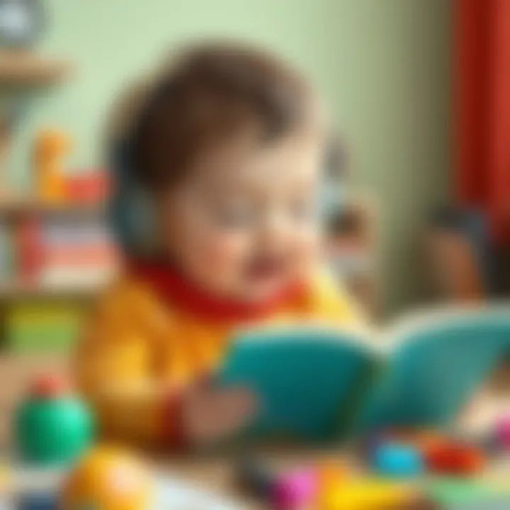 An illustration showing the benefits of audiobooks on children's development.