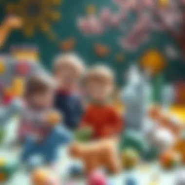 Children exploring animal shapes in a playful environment