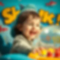 A child engaging in the shark game with enthusiasm and joy