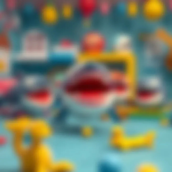 Different variations of the shark game showcased in a playful environment