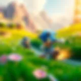 A vibrant scene showcasing Sonic racing through a lush green landscape