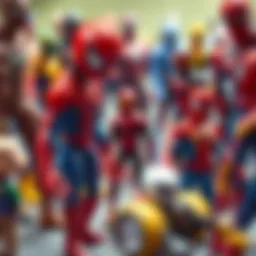 A collection of Spider-Man action figures in various poses