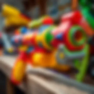 Colorful Water Gun Design A close-up of a colorful water gun showcasing its design