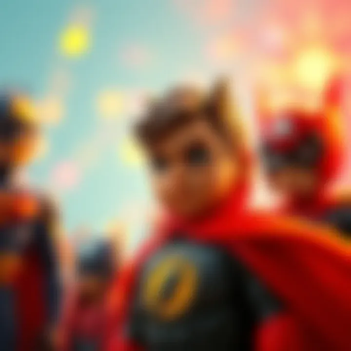 Conceptual art showing the social influence of superhero characters on children