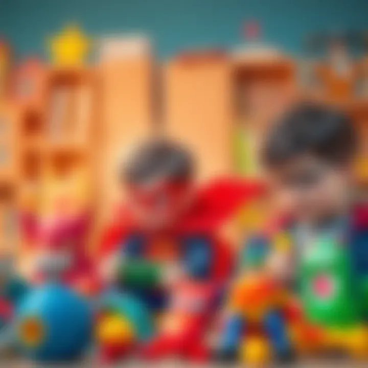 The Power of Imagination in Child Development Children playing with superhero toys, showcasing creativity and imagination