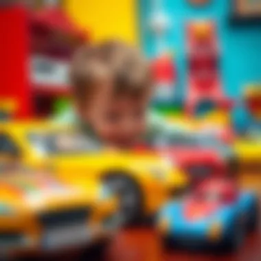 Child engaged in play with toy cars, fostering creativity and learning