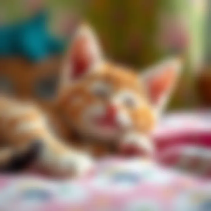 A kitten stretching and waking up from a nap