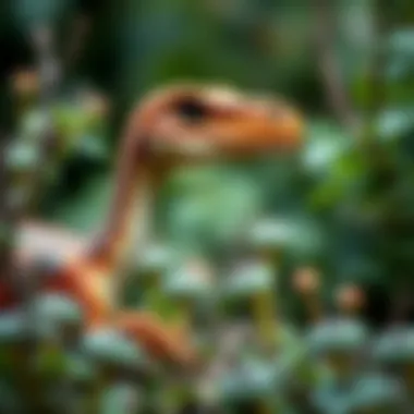 A long-necked dinosaur interacting within its ecosystem