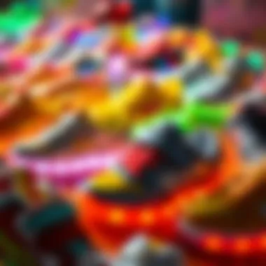 Diverse selection of light-up sneakers in various colors