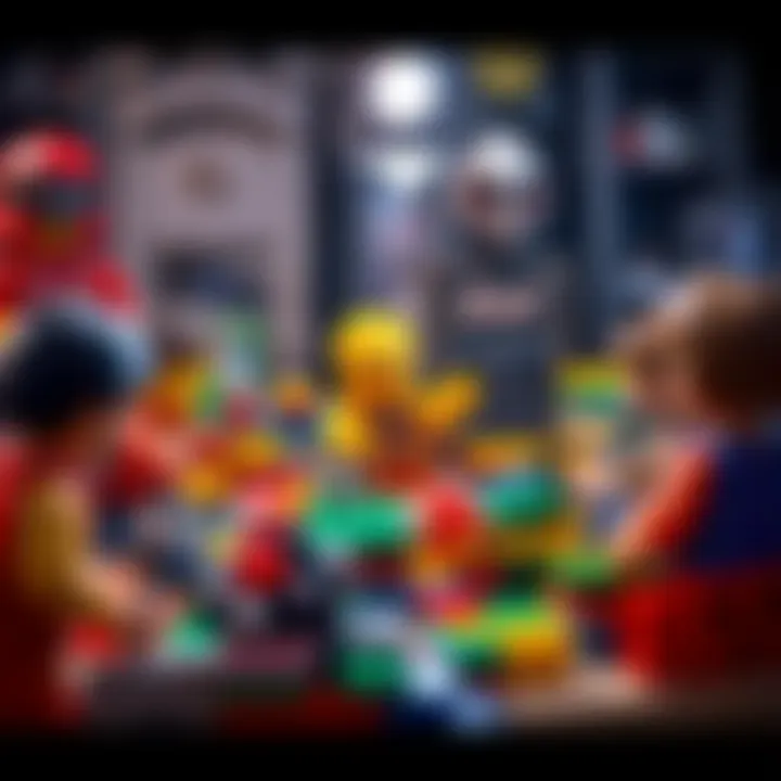 Collaborative Lego Session A group engaged in a collaborative Lego building session.