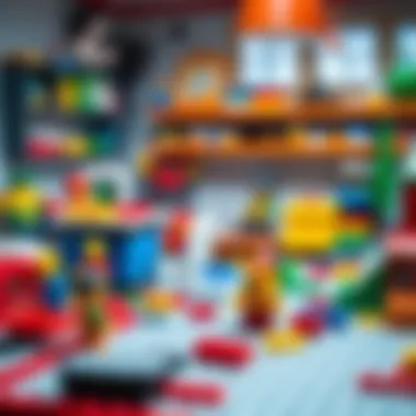 Serene Lego Workspace A serene workspace with Lego pieces arranged for building.